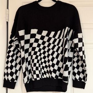 Black and White Checkered Men's Sweater